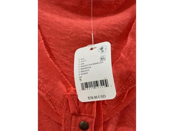 NWT Free People Love Language Red Linen Scoop Neck Henley Tank Top- Size Small - Picture 9 of 9